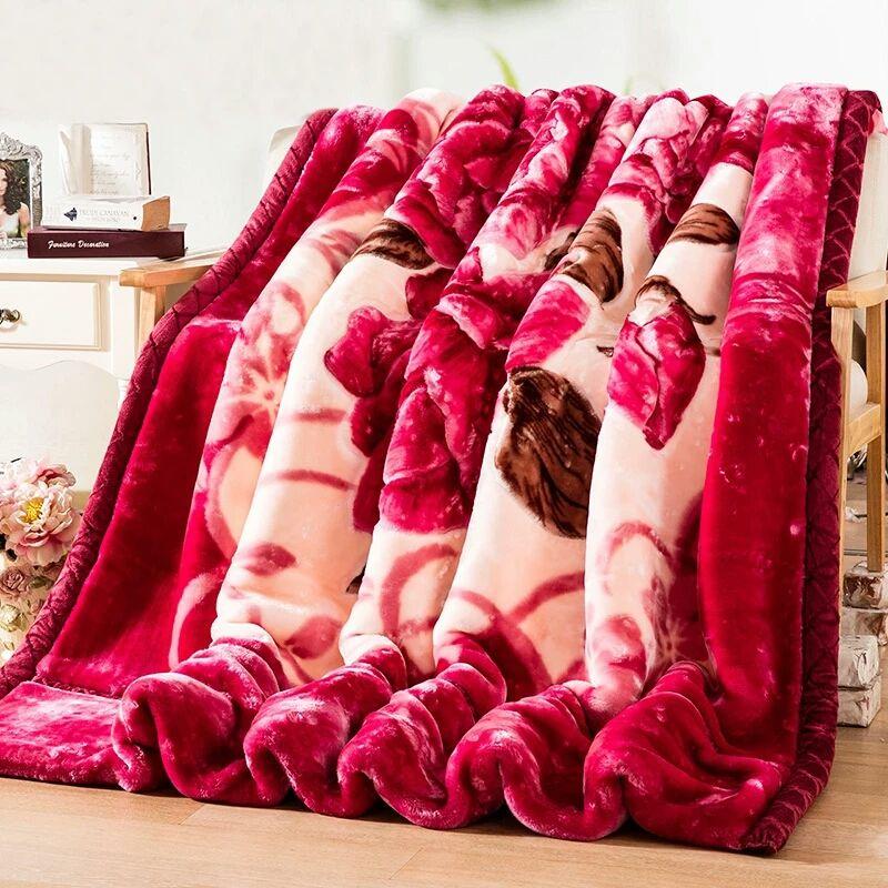 Winter Blanket Bed Soft Coral Flannel Flannel Blanket Faux Fur Mink Solid Color Sofa Cover Bed Cover Plus Velvet Breathable Sheet