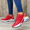 2024Ladies Sneakers Lace Up Wedge Heel Vulcanized Shoes Thick Sole Air Cushion Casual Shoes Large Size  Women's Shoes