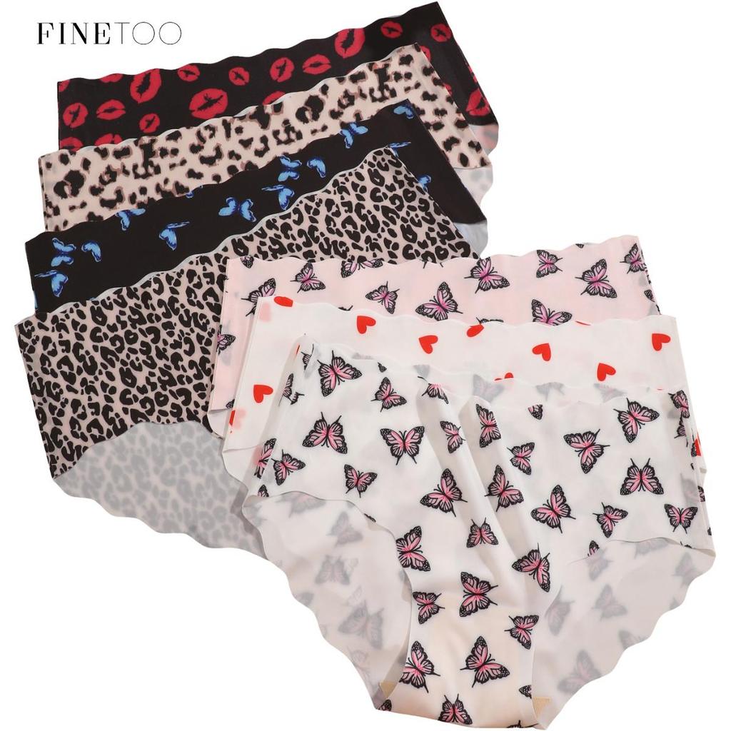 FINETOO Printed Briefs Seamless Panty For Women Soft And Comfortable Underwears