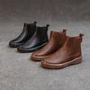 Women's Chunky Heel Retro Leather Chelsea Ankle Boots - Warm, Soft Sole, Handmade Martin Style