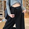 Wide-leg Trousers Women Pants Women Suit Pants Straight Wide Leg Loose High Waist Solid Color Formal Ol Commute Full Length Fasten Tape Adjustable