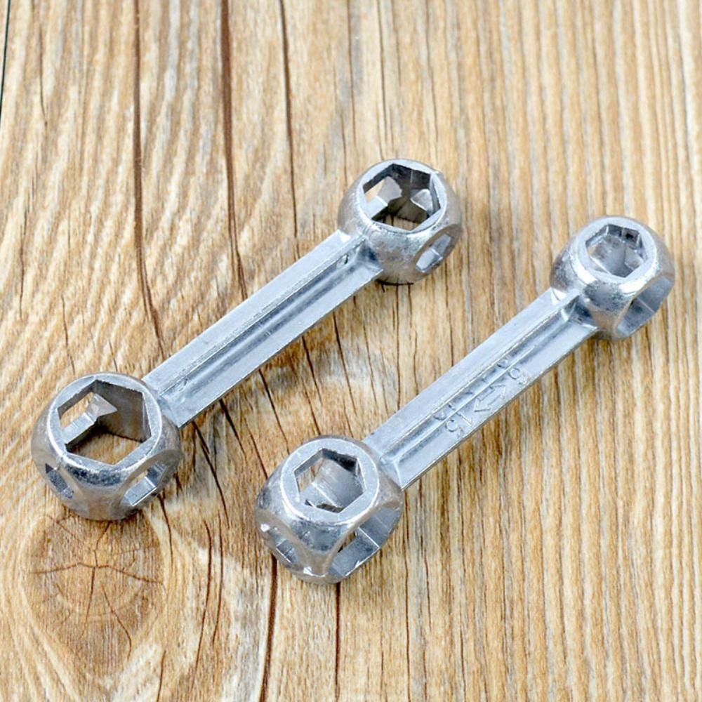 Zinc Alloy Hexagonal Bone Wrench 10-Hole Socket Wrench Durable Bicycle Wrench