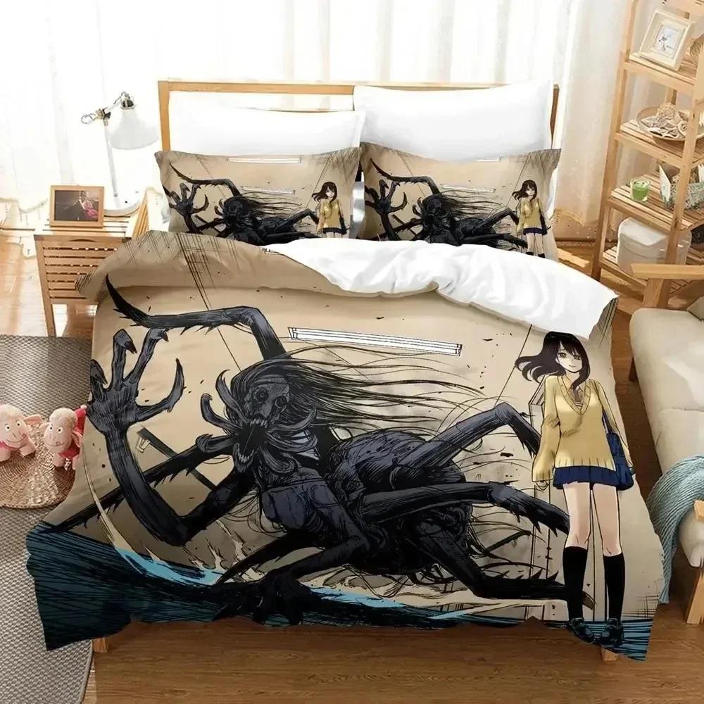 Luxury New 3D Print Anime Mieruko-chan Bedding Set Duvet Cover Bed Set Quilt Cover Pillowcase King Queen Boys Adult Bedding Set