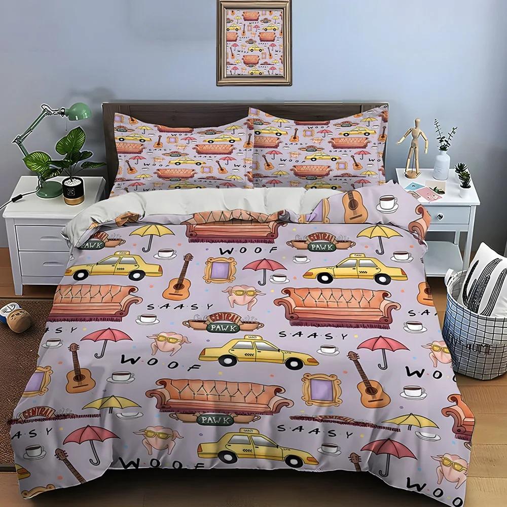 Friends Printed Bedding Set Friends Season Bedding Set Comfortable Adult Children Luxury Tv Program Pattern Full Size
