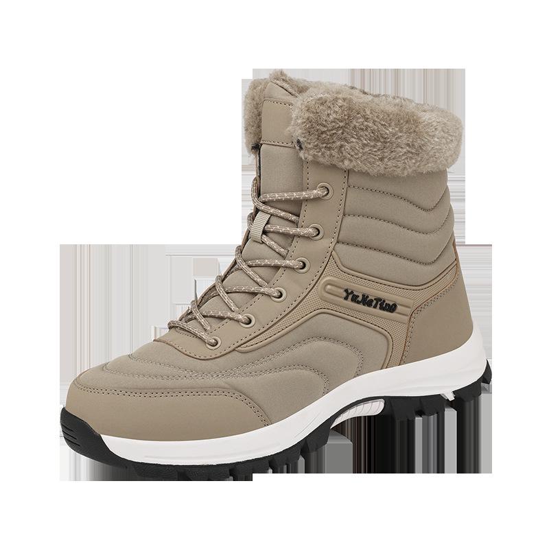 Men's High-Top Waterproof Non-Slip Winter Snow Boots with Warm Velvet Lining & Thick Sole