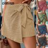 Women's Summer Shorts Texture Design Solid Color Culottes