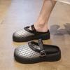 Thick Bottom Woven Hollow Breathable Bag Head Half Slippers Women's 2025 New Summer Out Advanced Feeling One Pedal Sandals