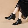 2025 New Autumn and Winter Short Boots Women's Flat Leather Shoes Soft Leather Pointed Spring and Autumn Small Ankle Boots Soft Leather Soft Sole M