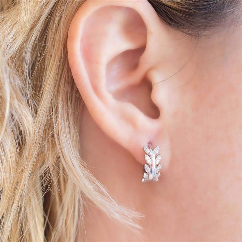 Fashionable Branch Diamond Earrings, Simple and Elegant Willow Leaf Earrings