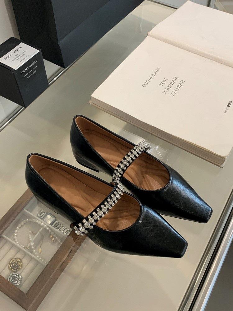 French Pointed Silver Mary Jane Single Shoes Women's Shoes 2025 New Spring and Autumn Evening Ladyshoes