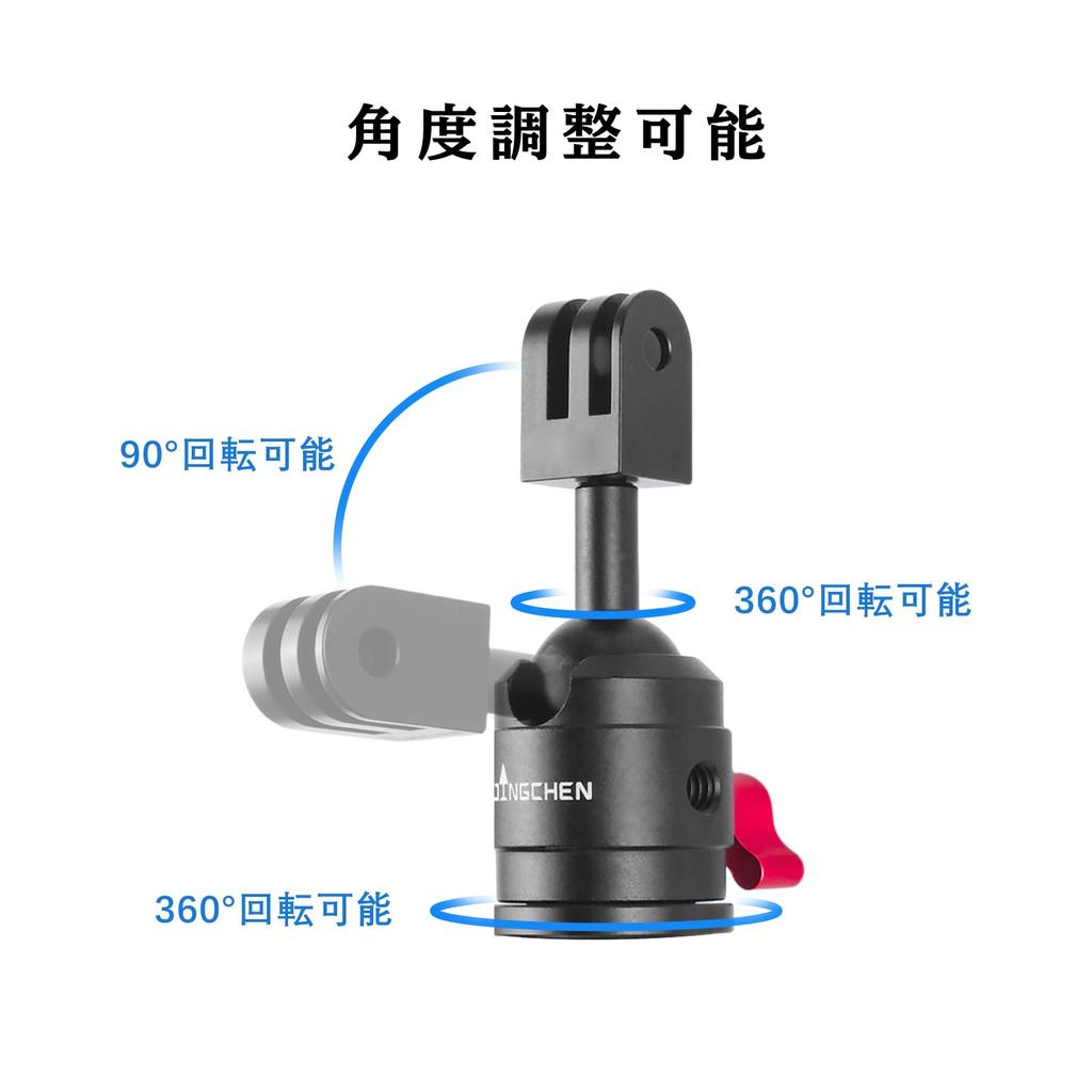 JINGCHEN Action Camera Mount 360 Degree Rotation Gopro Mount Adjustment Gopro Accessories Screw Hole Camera Mount Adapter Aluminum Vertical Stand