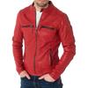 Men's Genuine Lambskin Red Leather Jacket Stylish Motorcycle Bomber Biker Outerwear MJ 46