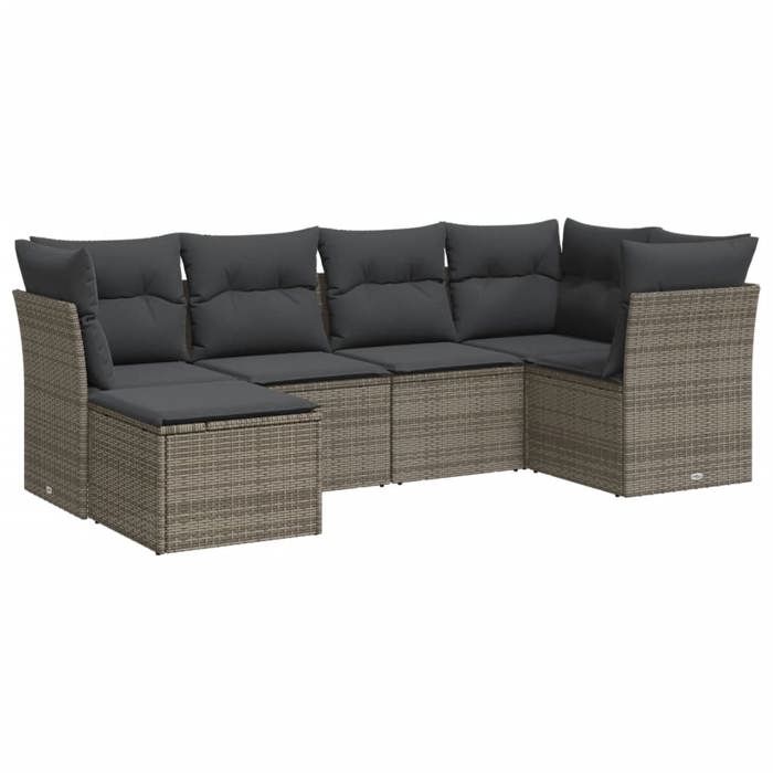VidaXL Garden Lounge Set 6 Pcs with Grey Cushions Wicker 3217950