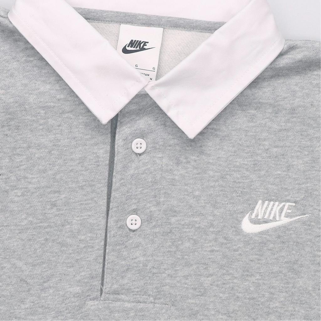 Nike Club Fleece Color-Block Collar Logo Long Sleeve Polo Shirt Men Tops Dark-Grey DX0538-063