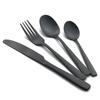 24Pcs Dinnerware Sets Black Stainless Steel Tableware Set WesternKnife Forks Tea Spoons Cutlery Fork Flatware Matte Kitchen