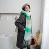 Versatile Four Color Cashmere Scarf Long Tassel Rainbow Winter Plaid Shawl Gradient Tie Dye Scarf