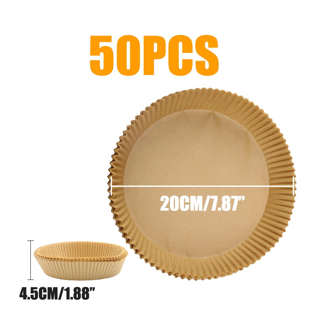 50PCS Large 23CM Air Fryer Disposable Baking Paper Liner Non-Stick Oil-proof Mat Steamer Square Round Parchment for Microwave Oven Kitchen Cookers