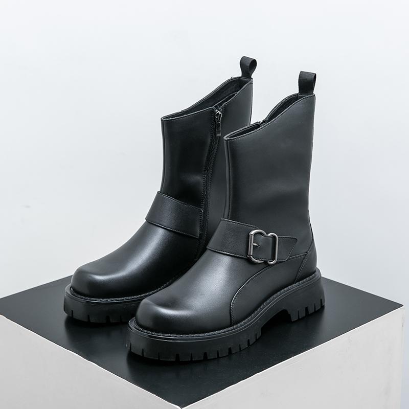 Fashion Luxury Men's Mid-calf Ankle Boots Genuine Leather Designer Business Shoes Toe Dress Wedding Office Boots Men Footwear