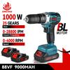 1000W Brushless Electric Impact Drill 450NM 25+3 Torque 3 In 1 Electric Cordless Screwdriver Tool For Makita 18v Battery