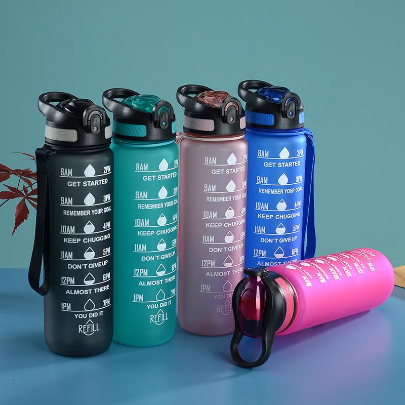 Gradient Color Space Cup, Large Capacity with Handle, Flip Lid, Straw; Portable Outdoor Fitness Sports Water Bottle.