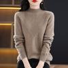 Woolen Sweater Pullover Women Half High Neck Diamond Sweater Knitted Sweater Autumn and Winter Long Sleeve Sweater Pullover
