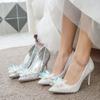 2024 Cinderella Rhinestone High Heels Luxury Crystal Wedding Shoes for Women Pointed Toe Heels Ladies Sequin White Wedding Shoes