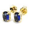 [C5669] - Gold Plated 'Unique' Sapphire Blue Earrings