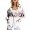Women's Long Sleeve Printed Sweatshirt Long Sleeve Pocket Jacket Zipper Hoodie Coat  Autumn
