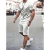 2025 Summer Fashion T Shirt Shorts Set High Temperament Street Men's Mens 3D Short Sleeve Loose Top Gradient Coconut Print Style