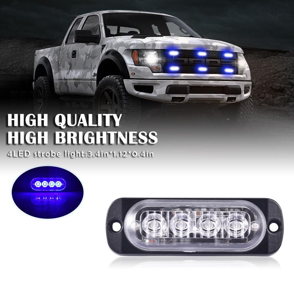 2PCS 12-24V Amber Strobe Side Warning 4 Led Grill Flashing Lightbar Breakdown Emergency For Truck Trailer LED Light