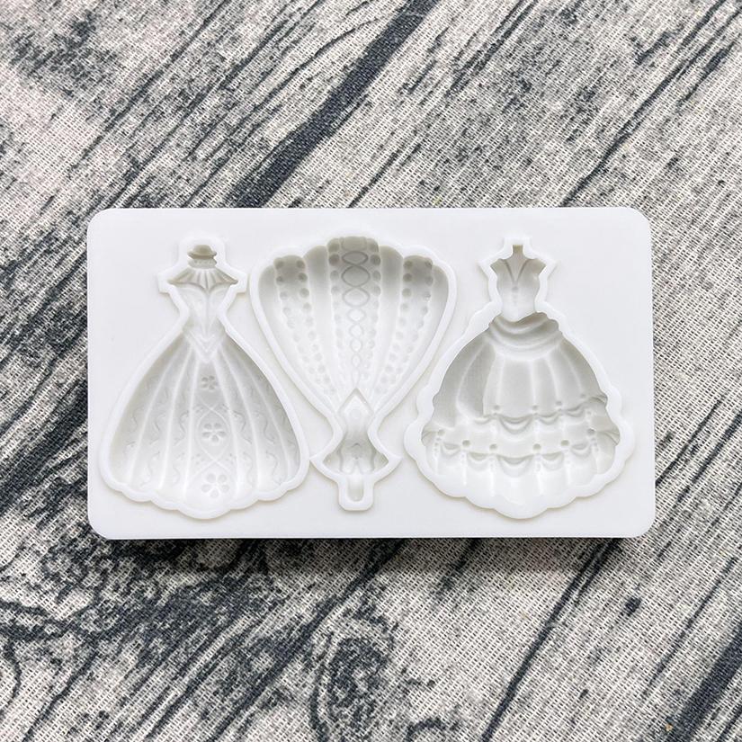 Evening Dress Skirt Silicone Mold Sugarcraft Chocolate Cupcake Baking Mold Fondant Cake Decorating Tools