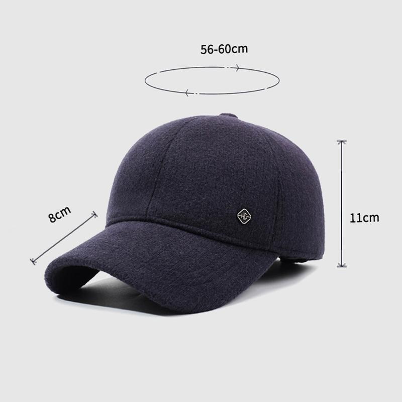 Hat Men's Winter Velvet Ear Protection Warm Cap for Middle-Aged and Elderly Father Outdoor Cold-Proof Baseball Cotton Cap