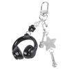 Trendy Headphone Shaped Keychain Bag Ornament Phone Lanyard Feature Star Music Notes for Students and Music Lovers