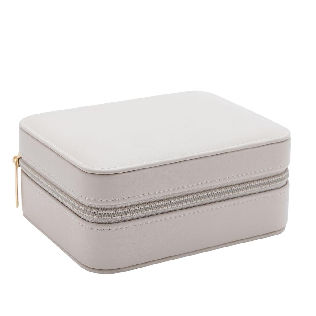 Cream Oblong Jewellery Box with Zip