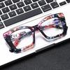 Women's Large Frame Anti-Blue Light Floral Reading Glasses with Spring Temples