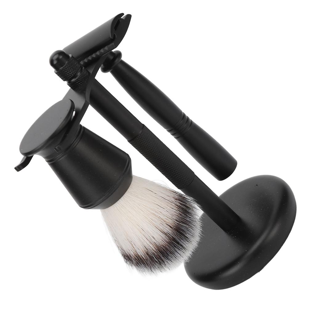 Double Edge Manual Clipper Kit Holder Base Alloy Nylon Hair Brush Manual Beard Trimmer Set