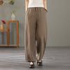 Women Harem Pants Summer Casual Vintage Cotton Linen Pants Elastic Waist Wide Leg Fashion Loose Pockets Female Trousers