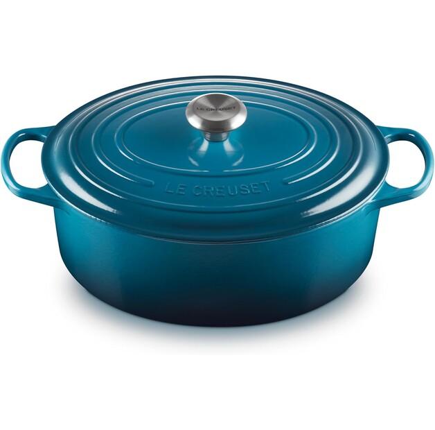 Cast Iron Roaster Le Creuset Signature Oval 31 Cm Depth Teal 6.3 L (21178316422430)