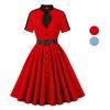 Women’s Retro Dresses Hepburn Style Shawl Collar Polka Dot Slim Fit Swing Dress Work Office Casual Wear