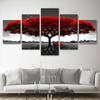 Nordic 5 Panels Canvas Landscape Gray Sky Red Tree Bench Painting Wall Art Posters and Print Painting For Living Room Decoration