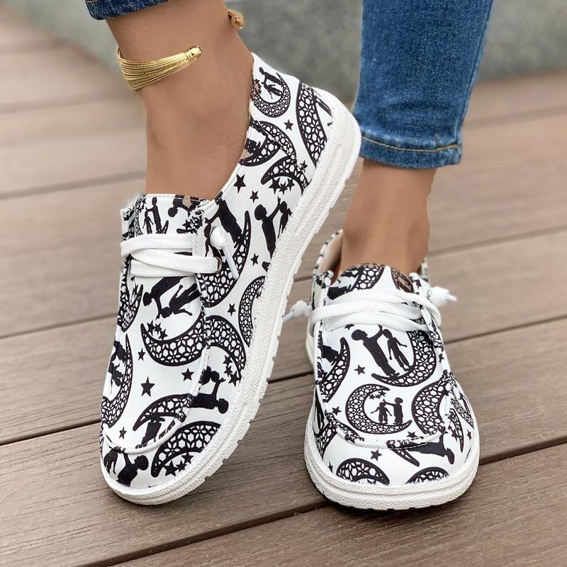 2025 New Canvas Print Colorful Export Ethnic Style Flat Casual Women's Shoes