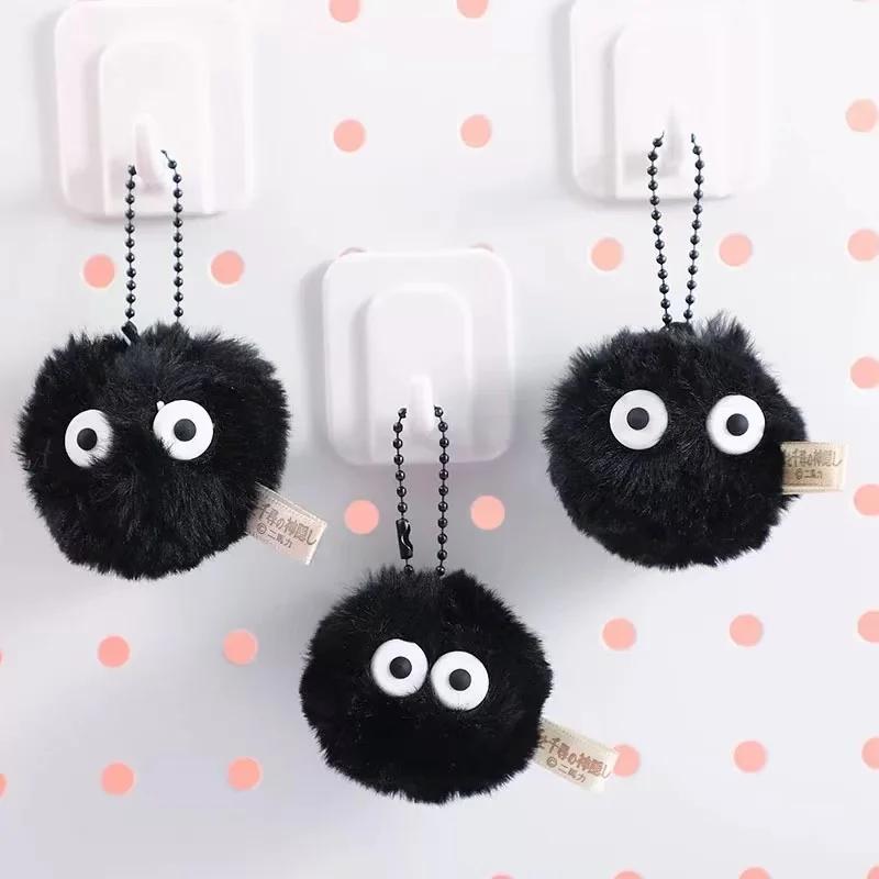 5/10PCS Pet Play Coal Ball Figurines Keychains Accessories Cute Plush Black Coal Ball Cartoon Bag Pendants