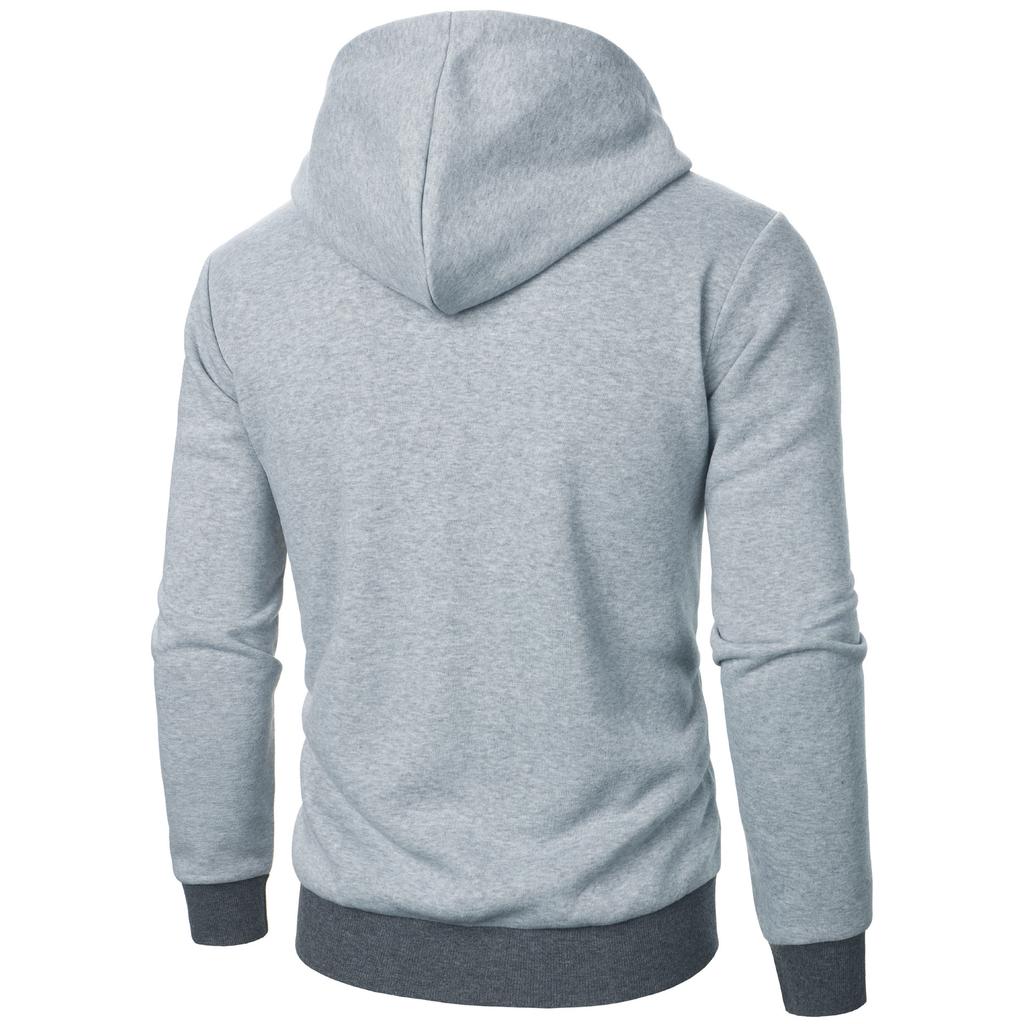 New Men's Sweatshirt Fashion Casual  Fake Two-piece Illusion Solid Color Hooded Loose Cardigan Sweatshirt Thin Hoodies Yasheng