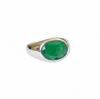 Natural Green Emerald Signet Ring, 925 Solid Sterling Silver, Ova Cut Emerald Ring, Men Women Everyday Jewelry