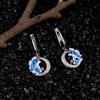 New Arrival Blue Flower Shape Stud Earrings Round Zircon Jewelry Fashion Women Girl Ear Accessories