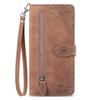 For OnePlus Nord 4 Zipper Wallet Case with Strap Flower Imprint PU Leather Phone Cover