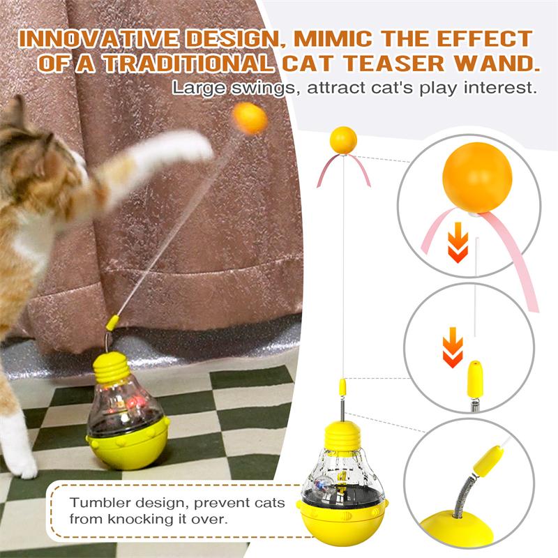 Cat Toy Flashing Ball Transparent Bulb Shape Tumbler Toy Turntable Bucency Teaser Ball Kitten Training Function Pet Supplies