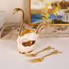 Creative Swan Shape 6pcs Fork Spoon and Storage Can Set Fruit Fork Dessert Fork Coffee Spoon Tableware Practical Kitchenware