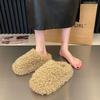 Plush Slippers for Women Cover Toe Fur Slides Casual Platform Flip Flops Pantofle New Shoes