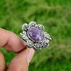 Кольцо регулируемого размера 'Солитер-цветок' серебро 925 пробы натуральный шевронный аметист